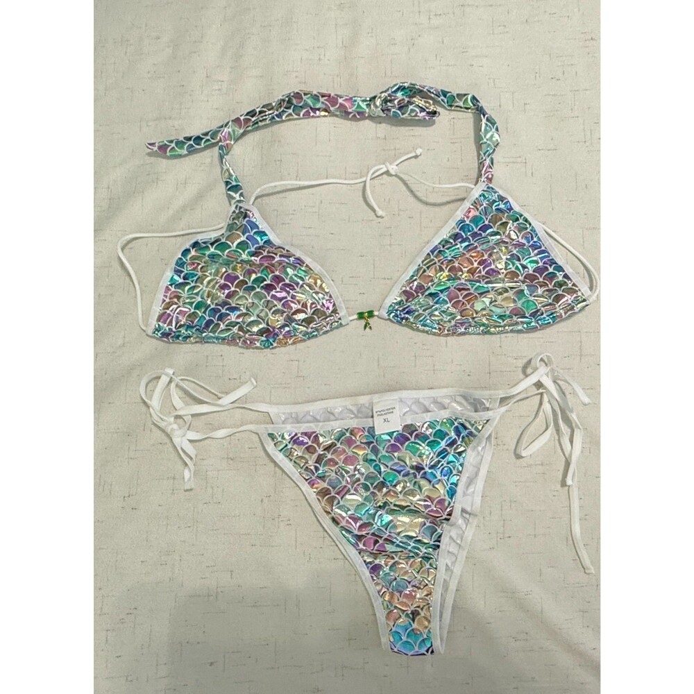 Womens 2 Piece Multicolor Pink Bikini Swimsuit Bathing Suit Mermaid NEW IN BAG